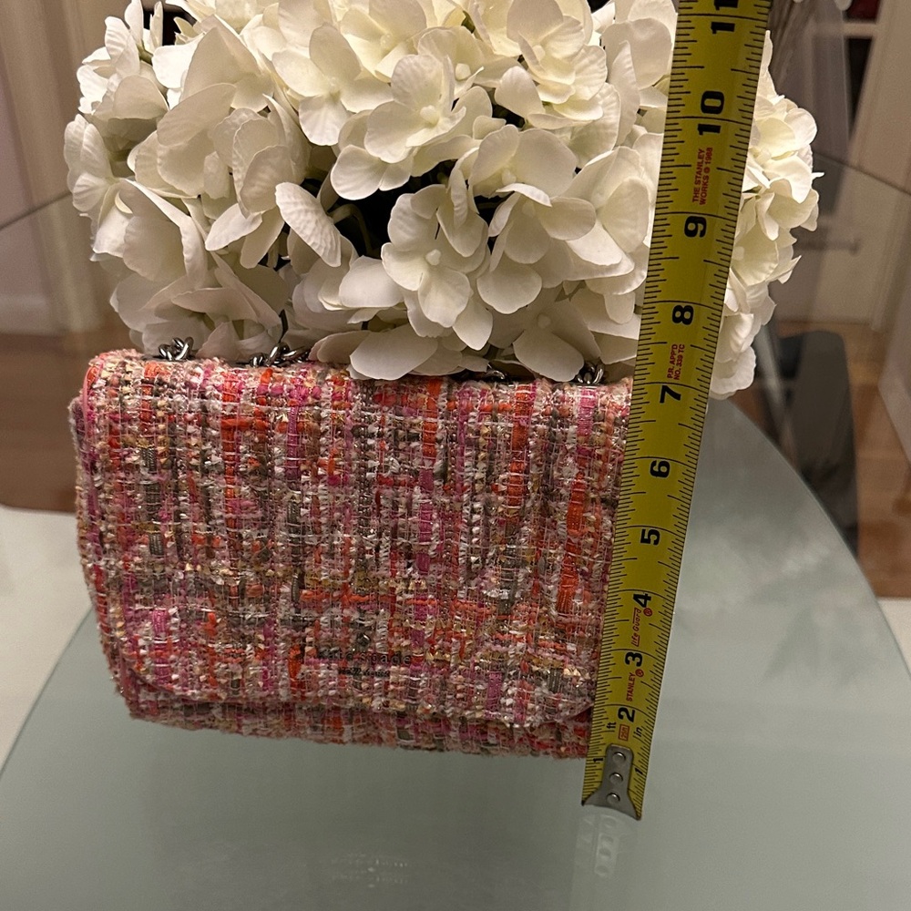 kate spade Pink and Coral Tweed Crossbody Bag with Silver Chain - Picture 4 of 15